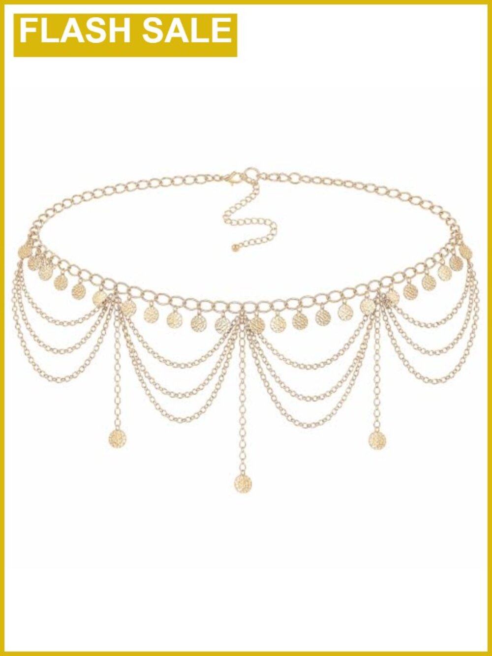 Boho Gold Waist Chain Belt Layered Hip Jewelry Tassel Coin Pendant Women